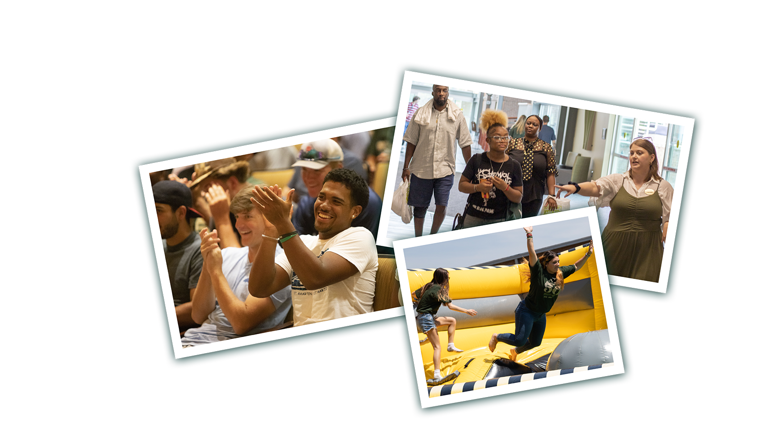 three-photo collage of students enjoying on-campus events